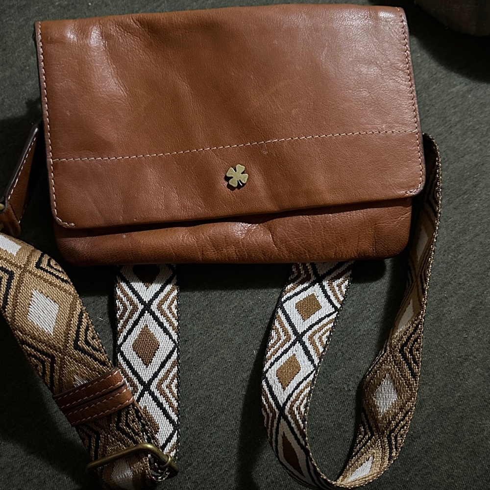 Lucky Brand Brown Crossbody Bag with Patterned Strap